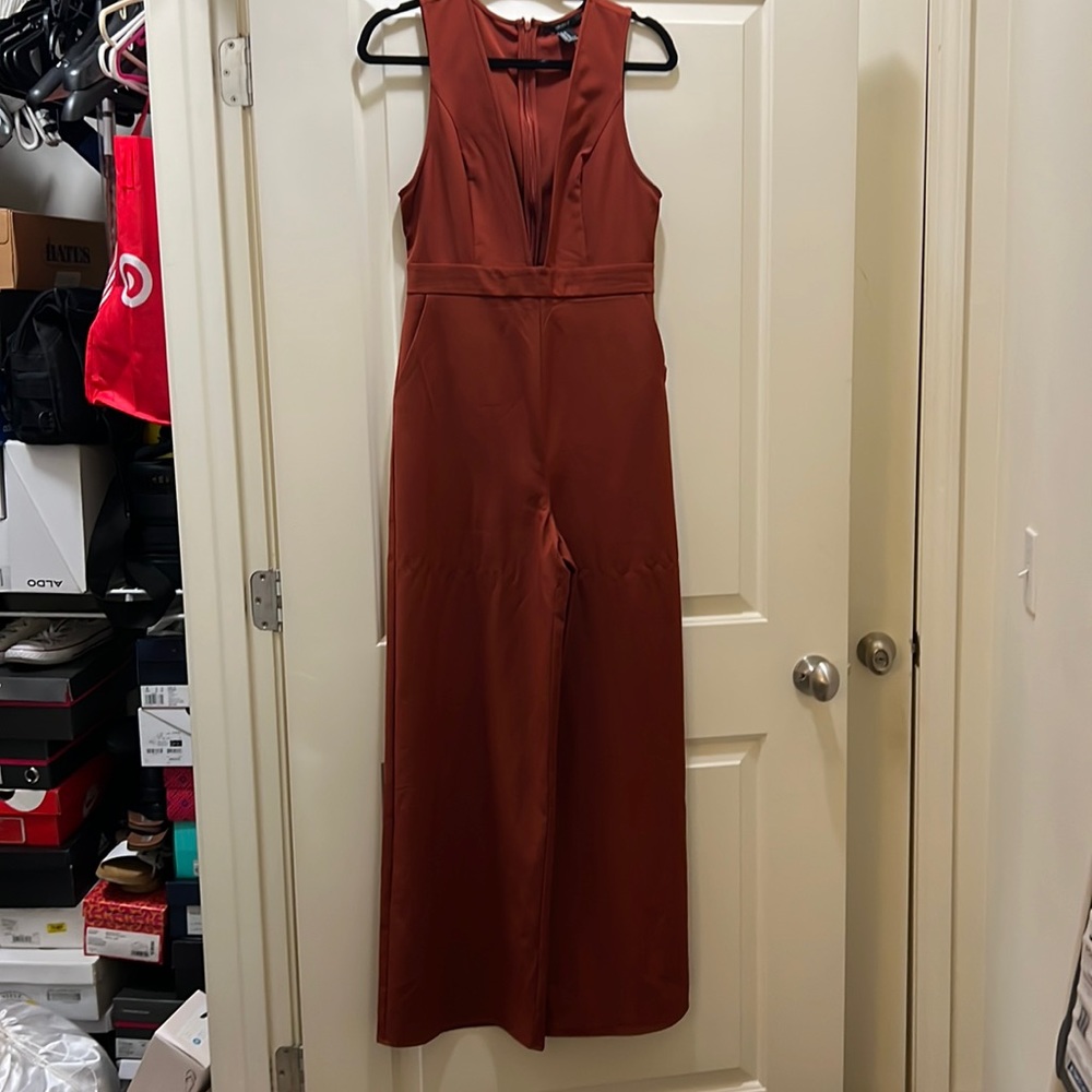 Forever 21 burnt orange jumpy suit with low neckline